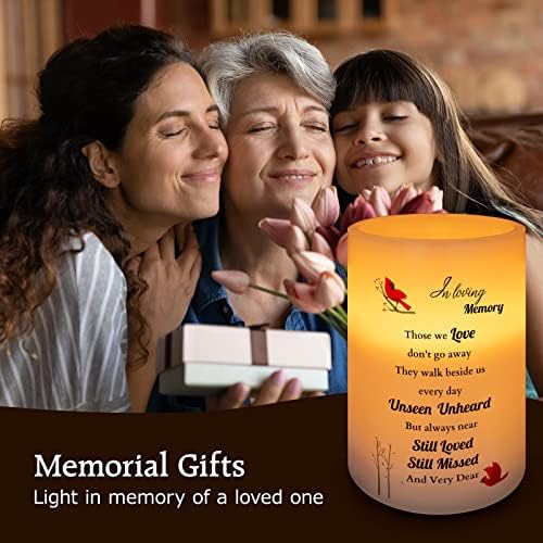 מתנות זיכרון נרות קרדינל חסרת -רוח, אור LED שעווה אמיתי עם מתנה לאהדת טיימר לאובדן מתנות זיכרון