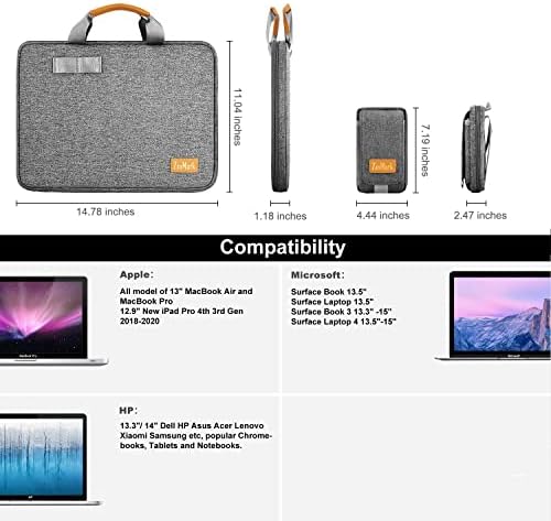 מארז מחשב נייד 13 13.3 13.5 14 בגין תיק משדרג עם שקית חגורה ניתנת לניתוק, MacBook Pro 14 תואם