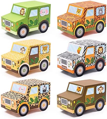 מסיבת ג'ונגל קופסאות טובות קופסאות ספארי קישוטי מסיבת ספארי קופסאות פינוק בצורת משאיות לילדים בנים בנות