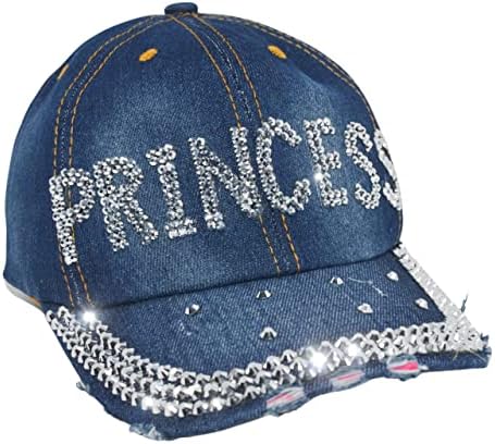 Popfizzy Womens Bling Cap, כובע בייסבול של ריינסטון, כובע ג'ינס במצוקה של Bejeweled, מתנות בלינג לנשים