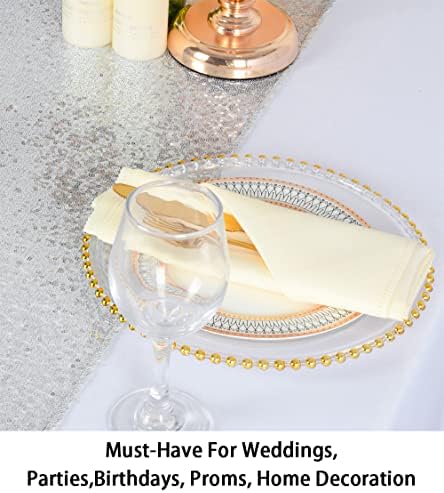 צעיפי שידת נצנצים כסופים נוצצים או רץ לשולחן, 12 על 72 אינץ ' קישוט אירוע חתונה אלגנטי