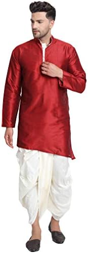 Skavij Tunic tunic Dupion אמנות משי צלב חותך Dhoti Kurta Set חליפת שמלה של פסטיבלים הודיים