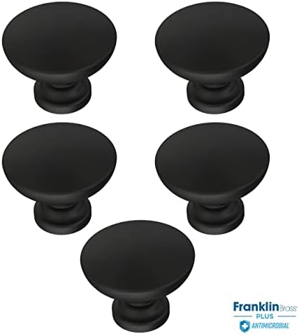 פליז פרנקלין עם תכונות אנטי-מיקרוביאליות פולטון 1-3/16 ידית עגולה בשחור מט, 1.18 L x 0.98 w