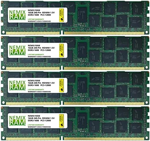 64GB DDR3-1600MHz PC3-12800 ECC RDIMM 2RX4 1.5V זיכרון שרת רשום על ידי NEMIX RAM