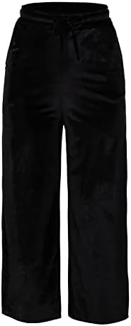 3/4 מכנסיים לנשים מקרית מוצק רופף למתוח מכנסיים צבע מזדמן זהב רחב רגל משי עסקי מכנסי קז ' ואל