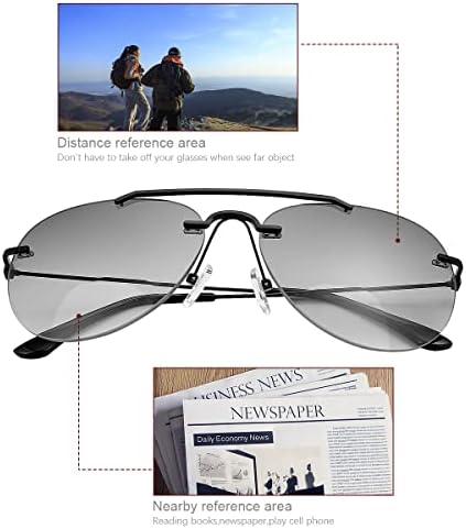 Yimi 2 חבילות משקפי קריאה דו -פוקליים לגברים נשים UV400 הגנה קוראי שמש טייס אור כחול חסימת משקפיים כהים