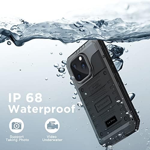 מארז אטום למים של Mitywah לאייפון 14 Pro, מארז אטום הלם כבד עם מגן מסך מובנה, גוף מלא מתכת מגן מתחת למים מארז 6.1