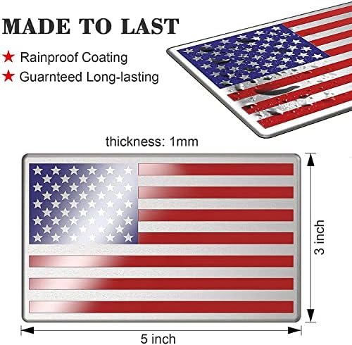 מדבקת סמל דגל אמריקאי 3D מתכת, 5 x 3 קטנה ארהב פגוש סמל מדבקת תואם לג'יפ, משאיות, קרוואנים, רכב
