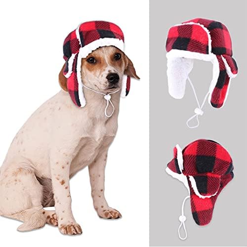 כובע כלב עם אוזניים קטיפה חיית מחמד כובע חג המולד ציוד חבישת ציוד כובע עליון הדפסת כובע חג המולד קטיפה