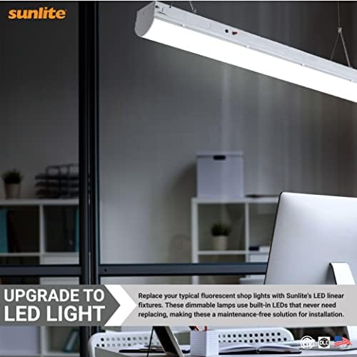 SUNLITE 85500 LED 4 מטרים LED ליניארי מתקן תאורה, 19 וואט, 120-277 וולט, 50,000 שעות, חיישן תנועה, מתלה