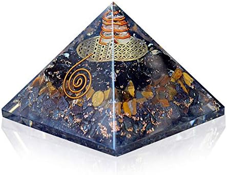 Sharvgun Black Tourmaline, Tiger Eye and Hematite Crystal Pyramid EMF Protect