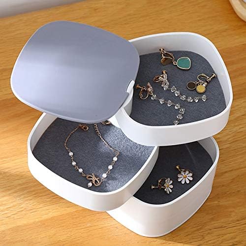 תיבת תכשיטים מעודנת- ארגון תכשיטים קטנים ארגון תיבת תכשיטים ניידים קופסת תכשיטים עגולה 4 שכבות קופסת תכשיטים