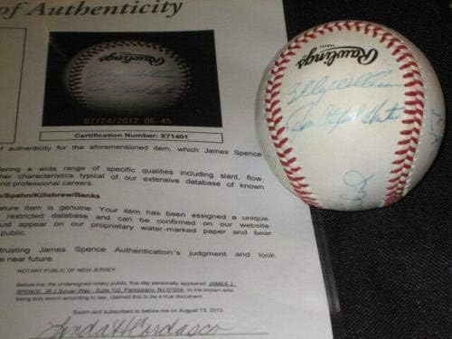 HOFS חתמה על חתימה על גדות בייסבול, האנטר, ספאן, Killebrew +3 JSA - כדורי בייסבול עם חתימה