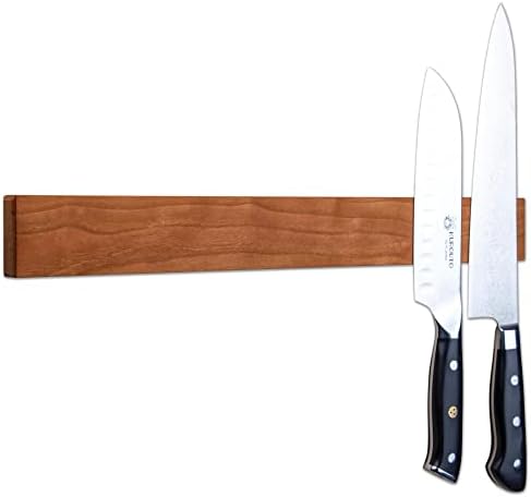 דובדבן מגנטי סכין מחזיק עבור קיר-16 אינץ עץ סכין מתלה ארגונית, פס מגנטי-שומר מטבח מאורגנים - תוצרת ארהב-16 אינץ