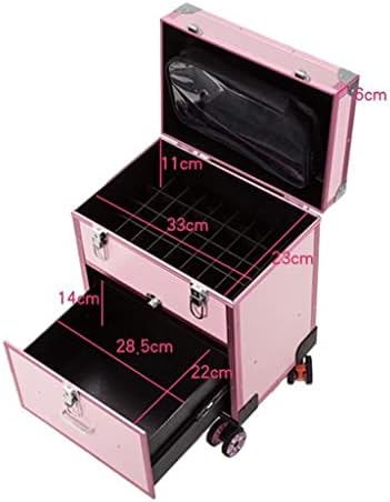 איפור XZJJZ מזוודות מזוודה תיבת אחסון קוסמטיקה קופסת רטרו רטרו איפור מקצועי גלגל עגלה נשיאה