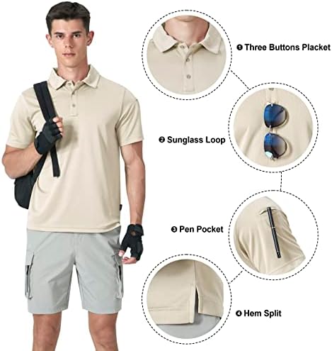 חולצות פולו מזדמנים לגברים שרוול קצר חולצות גולף קלות משקל חולצות עבודה בגזרה דקה יבשה מהירה