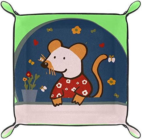 Lyetny עכברים חמודים ופרחים קופסת אחסון מחזיק סוכריות מחזיק סנדריס מגש מארגן אחסון שולחני נוח לנסיעה, 16x16