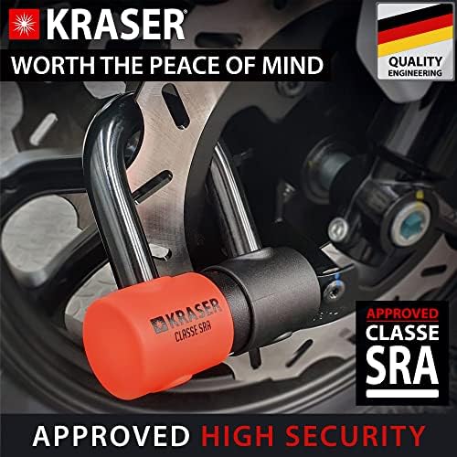 KRASER KR50 מנעול דיסק אופנוע U, SRA מאושר על אופניים אנטי גניבה, Hardenef Ø18 Backle, נעילת אופנוע אבטחה