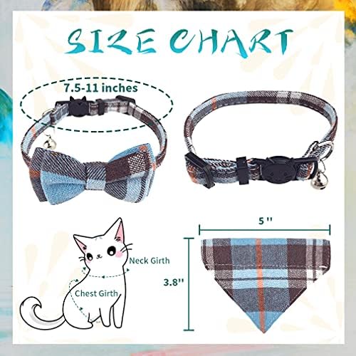 חתול צווארון הבדלני עם עניבת פרפר ופעמון,2 יחידות קלאסי עיצוב מתכוונן מ 7.5-10.8 אינץ בטיחות