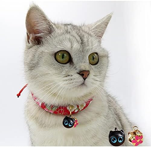 בדלני חתול צווארון עם פעמון, דפוס פרחוני, יפני צ ' ירימן קימונו חתלתול קולרים, עם נשלף עץ תליון