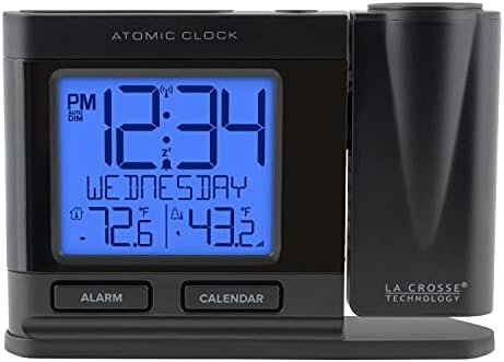 La Crosse Technology 616-41667-Int int שעון מעורר הקרנה אטומי שחור עם טמפרטורה