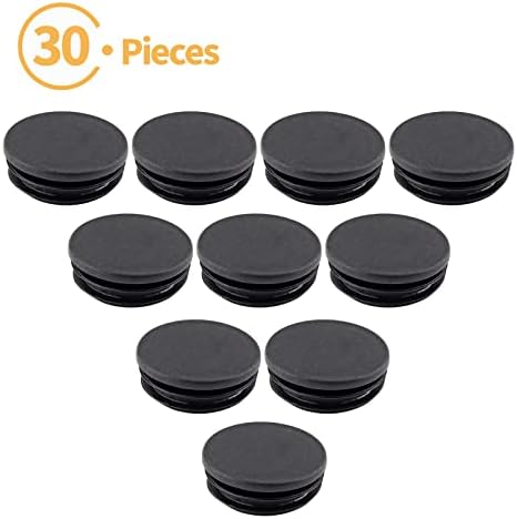 Uenhoy 30 PCS 1-1/2 תקעים פלסטיים עגולים הכנס מכסי קצה שחור כובעי קצה לצינורות עגולים, רגלי כיסא