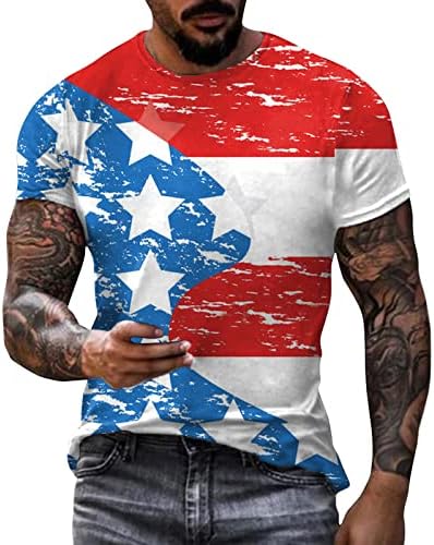 קיץ גדול חולצות לגברים הדפסת חולצה יום עצמאות צוואר קיץ גברים קצר שרוול דיגיטלי כותנה