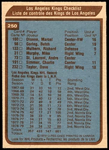 1979 O-PEE-CHEE 250 קינגס רשימת צ'קינג לוס אנג'לס קינגס-הוקי NM/MT Kings-Hocky