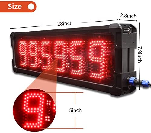 Ganxin חיצוני מים חיצוניים LED LED מירוץ תזמון שעון מרתון מרתון מירוץ, שעון קונדאון בגודל 6