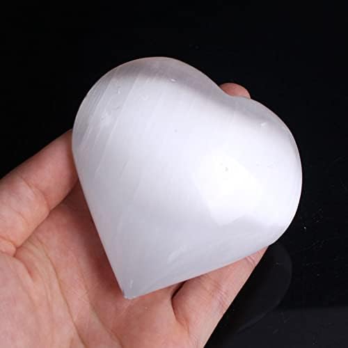 Laaalid xn216 1 pc שקוף לב בצורת לב לבן סלניית גבס אבן קוורץ קריסטל אהבה רגיעה רגיעה רייקי ריפוי עיצוב