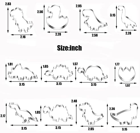 סט חותכי עוגיות דינוזאור חדש, מיני גדלים קטנים, 12 יחידות תבניות ביסקוויטים לילדים, תבניות עוגיות