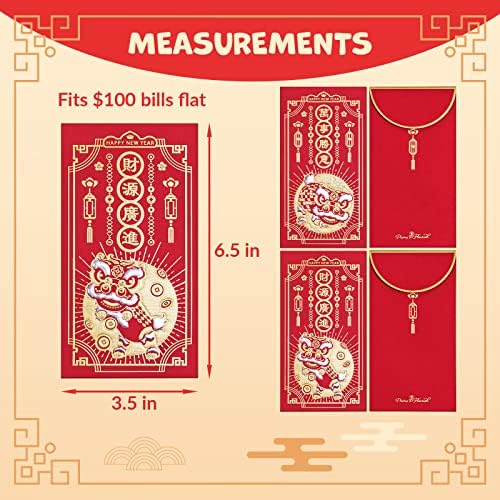 סיני חדש שנה אדום מעטפות, 36-לספור סיני אדום מנות, הונג באו עם 2 זהב רדיד עיצובים, מתנת כסף מעטפות, האריה ריקוד