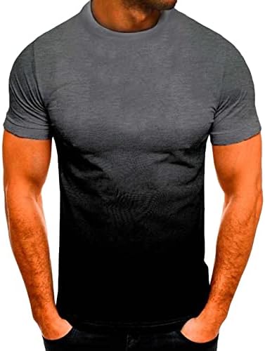 חולצות צבע שיפוע תלת מימד של גברים בגודל פלוס גודל צמרות קיץ מזדמנים סוודר צווארון צווארון שרוול קצר טריקו