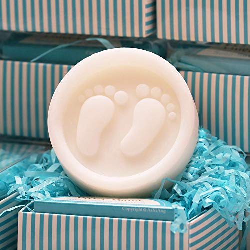 Aixiang מקלחת לתינוק מעדיפה סבונים בעבודת יד מתנה כחולה קופסא סבון סבון ריחני קטן-רגליים למגדר לחשוף תינוק