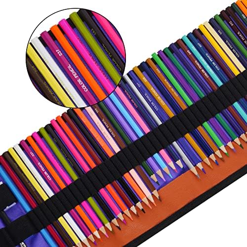 Fumwase 72 צבעים עפרונות מוגדרים עם ציור סליל עטיפת בד ציור ציור ציוד אמן נסיעות נייד שמן מבוסס