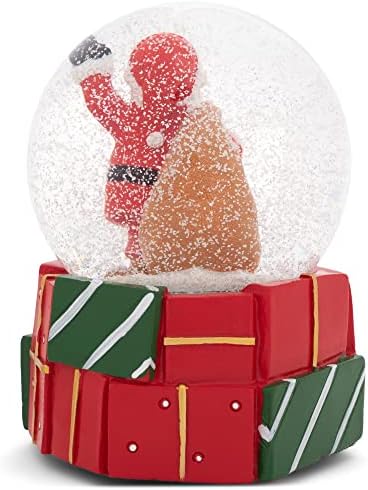 סנטה מציג גלובוס שלג מוזיקלי 100 ממ אדום מנגן מנגן סן ניקולס הזקן הזקן