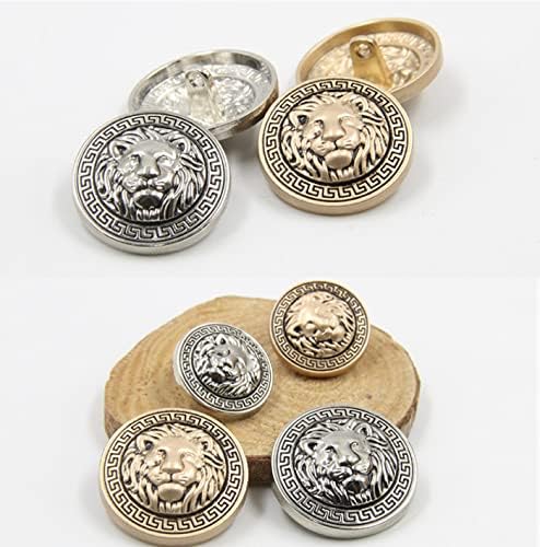 קנדני 10 חתיכות וינטג 'עתיק מתכת מתכת סטיית כפתור - ראש אריה תלת מימדי - לבלייזר, חליפות, מעיל ספורט,