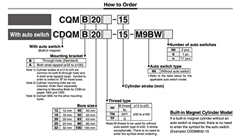 CDQMB20-20 עם מגנט צילינדר קומפקטי נשא 20 ממ מוט 20 ממ מוט מדריך