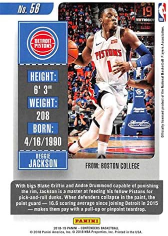 2018-19 מתמודדים של פאניני כרטיס עונה מס '56 רג'י ג'קסון דטרויט פיסטונס NBA כרטיס מסחר בכדורסל