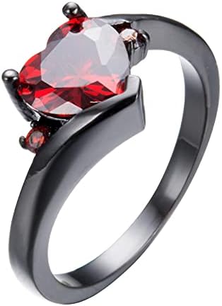 הצהרת ההבטחה של מעורבות לחתונה טבעת לנשים תכשיטים מצופים זהב אבן בצורת לב שחור