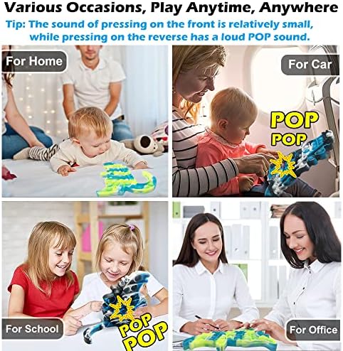 Clzwiin 2pack Big Push Pop Toy צעצוע, מתח הקלה על עניבה צבע דינוזאור דינוזאור פופר צעצועים לקשרי הפרעות קשב