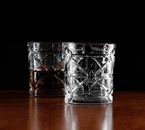 מעגל בריסטול כבד בסיס ויסקי זכוכית כוסות שתייה, סט של 4, בידור כלי אוכל כלי זכוכית עבור מים, מיץ, בירה בר