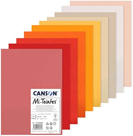נייר Canson Mi -Tints - חבילה של 10 גיליונות A4 160 גרם/מר צלילים חמים