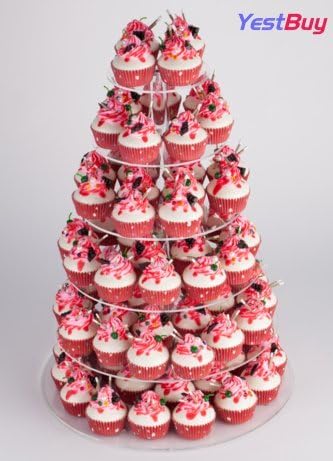 6 שכבות עגול עגול עץ קאפקייקס מגדל מגדל תצוגה תצוגה למסיבת יום הולדת לחתונה של מאפה