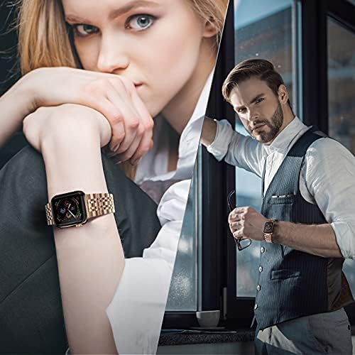 Fitlink יוקרה להקות Apple Watch עבור Apple Watch Series 7 Apple Watch 6/5/4/3/2/1/SE, משודרגת מפלדת אל חלד מפלדת