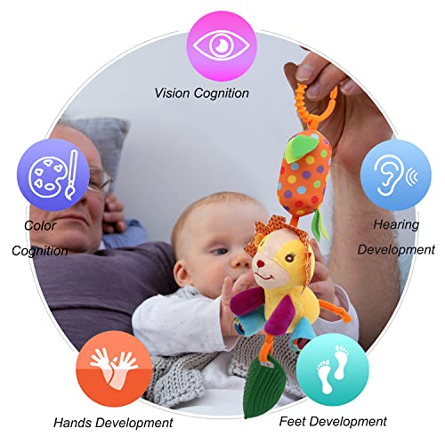 Bloobloomax תינוקת רכה תלויה רכה, צעצועי עגלת מושב לרכב עם טבעת C-Clip של בעלי חיים קטיפה לתינוקות