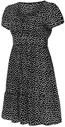 נשים של בוהו פולקה נקודות קיץ שמלות טרנדי כיכר צוואר קצר פאף שרוול מיני שמלת טוניקה מזדמן זורם