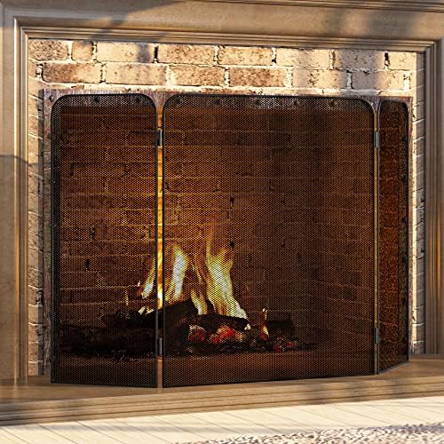 אש יופי 3-פנל מתכת אח מסך עבור אח אש ניצוץ משמר מגררים לסלון בית תפאורה