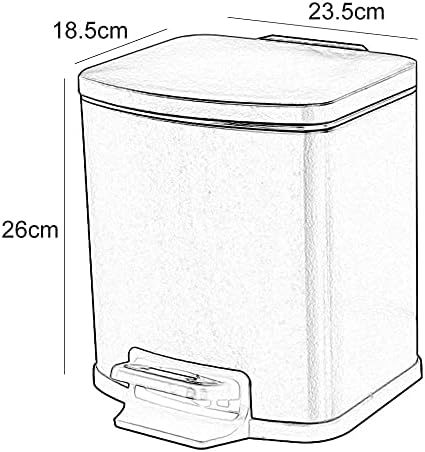 פח אשפה מלבן פח אשפה קרוב רך עם דוושת מוט פלדה 50 ליטר/כסף / 23.5 סנטימטר 18.5 סנטימטר 26 סנטימטר