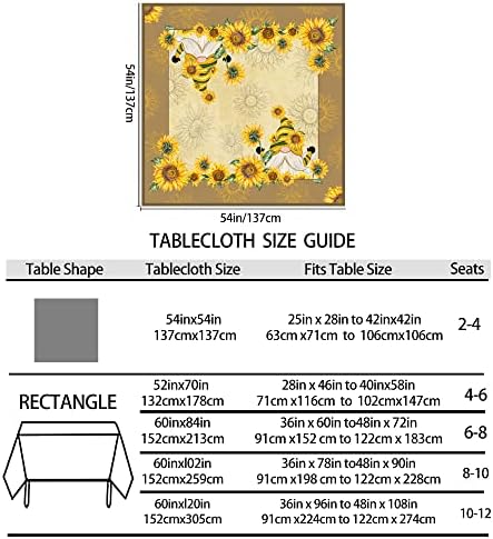 מפת שולחן חמניות של חמניות, מלבן מפת שולחן צהוב 54x54 אינץ ', בית חווה מקורה או בד שולחן חיצוני